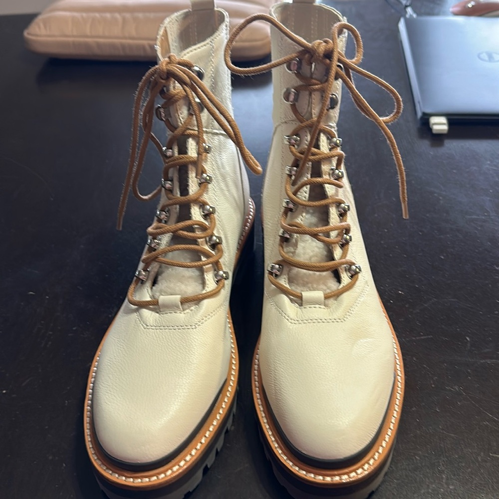 Marc Fisher lace up boots women’s New without tags size 9. Ivory